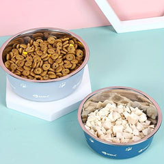 Stainless Steel Double Layer Dog Feeder Bowl with Non-slip Bottom