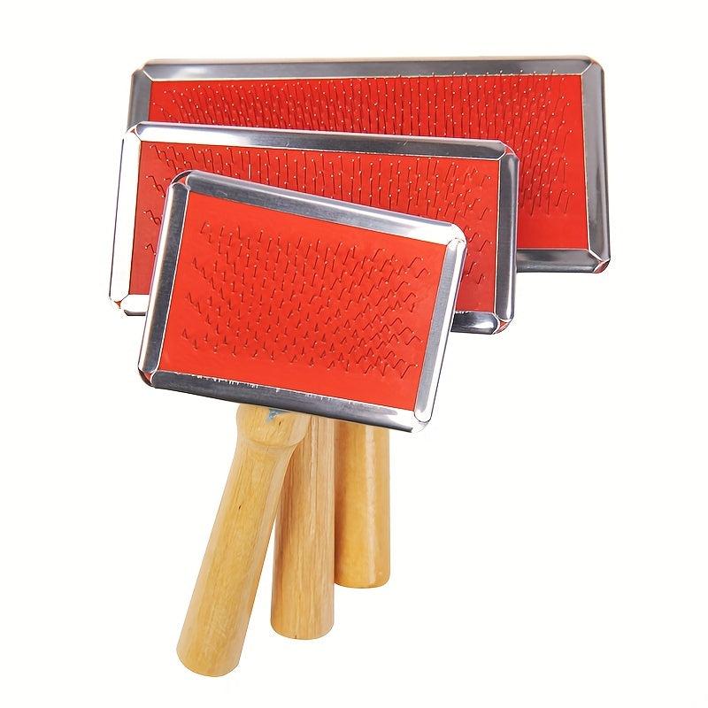 Pet Massage Comb Wooden Handle Pet Brush - Shedding and Grooming Tool