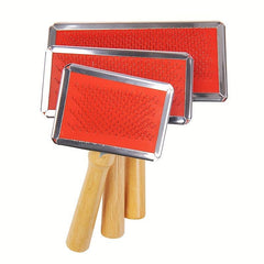 Pet Massage Comb Wooden Handle Pet Brush - Shedding and Grooming Tool