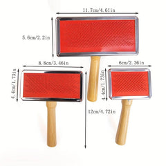 Pet Massage Comb Wooden Handle Pet Brush - Shedding and Grooming Tool