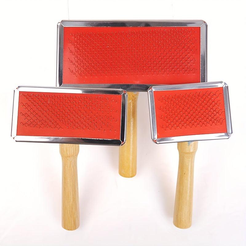 Pet Massage Comb Wooden Handle Pet Brush - Shedding and Grooming Tool