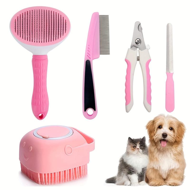 5 Pack Pet Grooming Set Hair Removal Comb For Dog Flea Comb