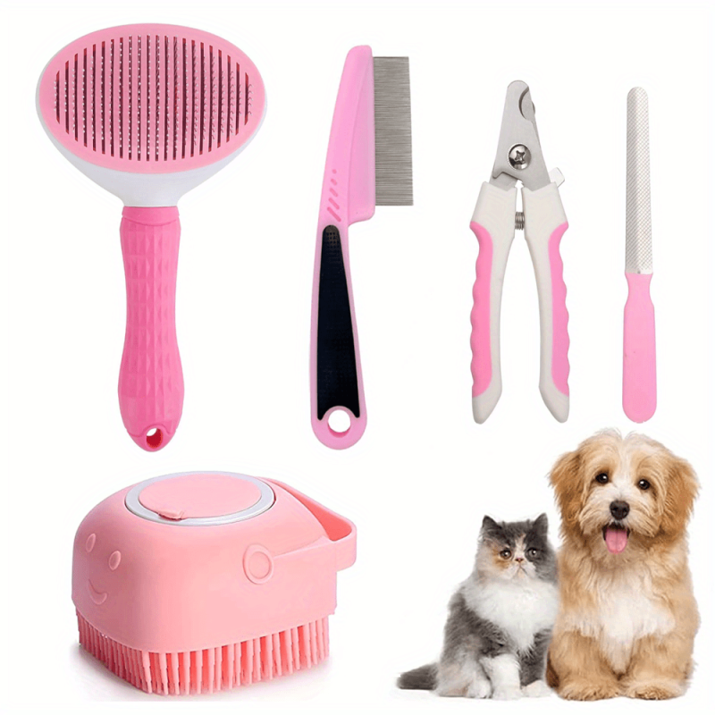 5 Pack Pet Grooming Set Hair Removal Comb For Dog Flea Comb