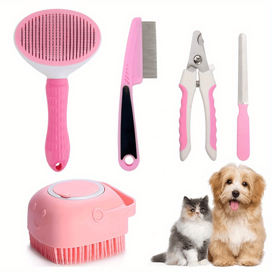 5 Pack Pet Grooming Set Hair Removal Comb For Dog Flea Comb