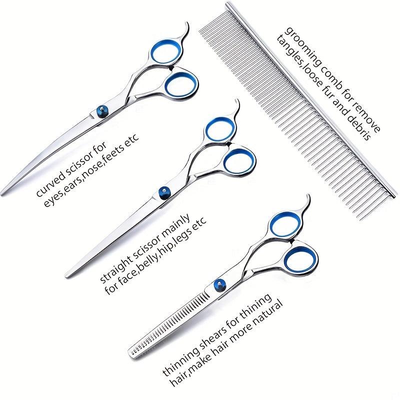 5pcs Pet Grooming Scissors Set Thinning/Straight/Curved for Dog Grooming