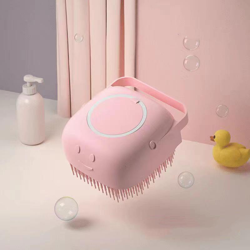 Silicone Pet Shampoo Brush Massager with Shampoo Storage