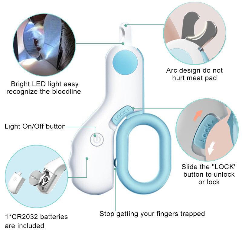 LED Light Pet Nail Clipper for Cat and Dog Grooming