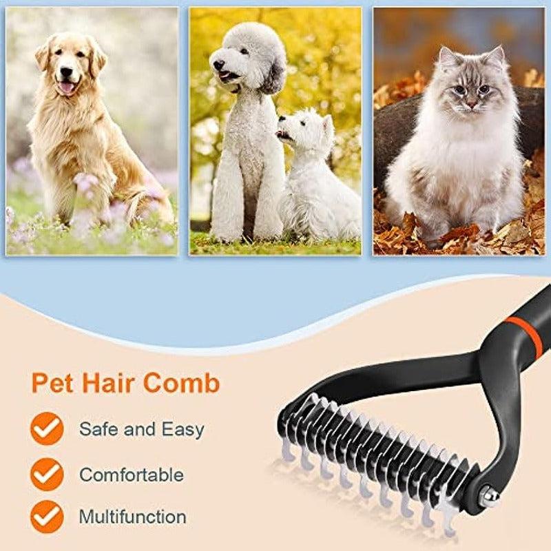 Pet Dog & Cat Double-Sided Shedding & Dematting Grooming Brush