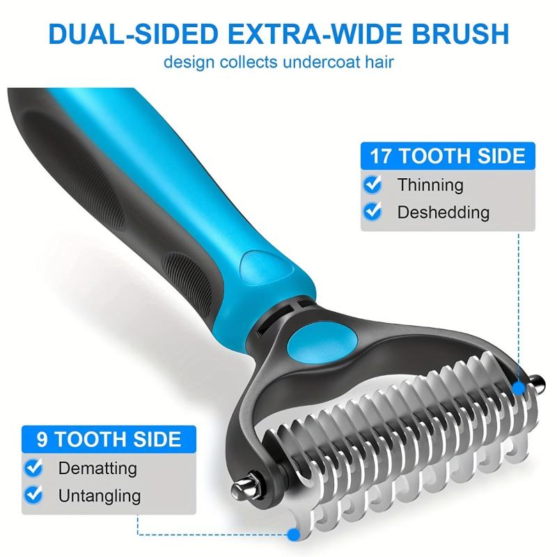 Double-Sided Pet Grooming Tool for Shedding and Dematting