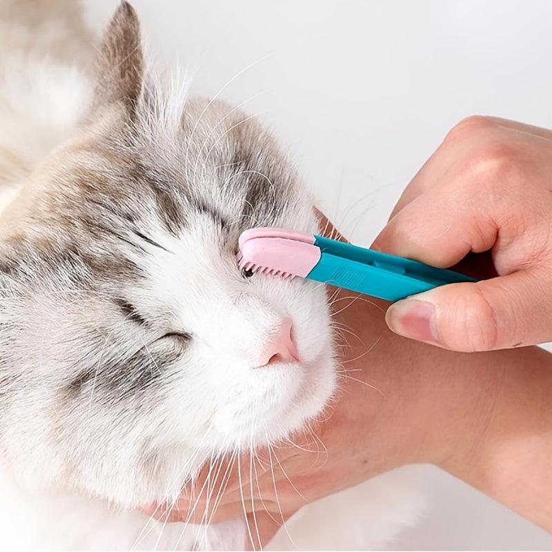 Silicone Cat Mucus Brush and Eye Cleaning Tweezers for Dogs and Cats
