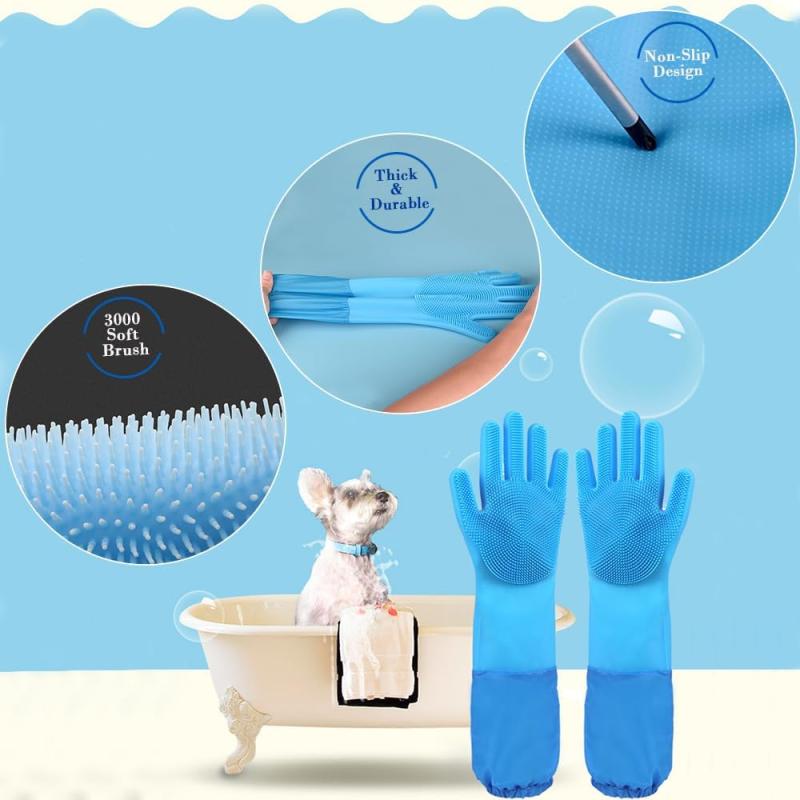 Pet Silicone Beauty Shower Gloves Dog & Cat Massage Bath Gloves