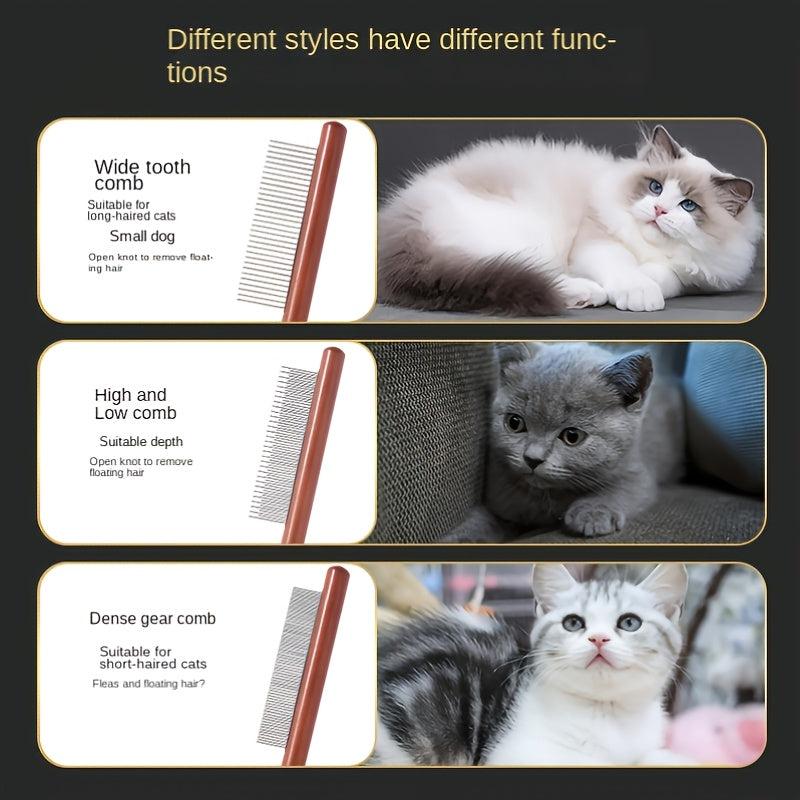 3pcs Pet Grooming Comb Cats Rubber Handle Removing Matted Fur