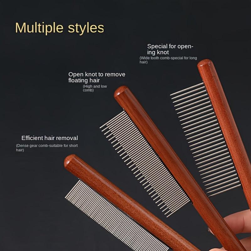 3pcs Pet Grooming Comb Cats Rubber Handle Removing Matted Fur