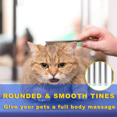 2 Pack Stainless Steel Pet Comb with Rounded Teeth for Tangle Removal