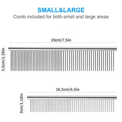 2 Pack Stainless Steel Pet Comb with Rounded Teeth for Tangle Removal