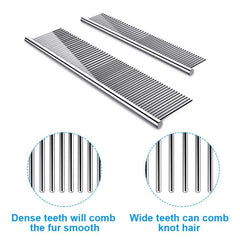 2 Pack Stainless Steel Pet Comb with Rounded Teeth for Tangle Removal
