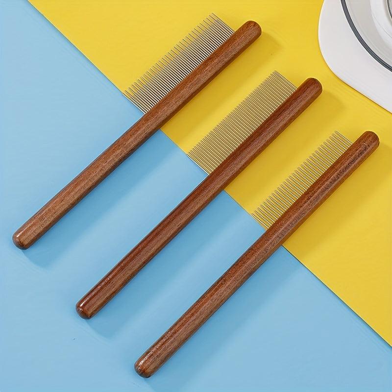Wooden Pet Grooming Comb for Cat Dog Hair Removal Flea Control