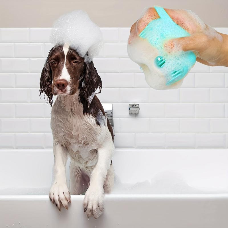 Pet Shampoo Brush Silicone Massage Rubber Bath Comb for Dog & Cat Grooming