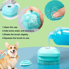 Pet Shampoo Brush Silicone Massage Rubber Bath Comb for Dog & Cat Grooming