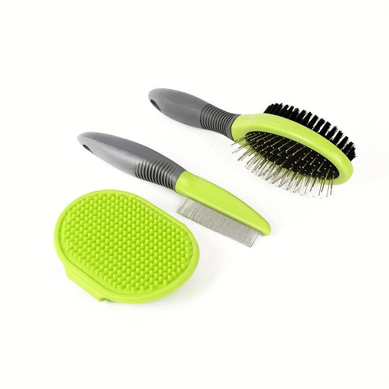3 Piece Pet Grooming Kit Hair Remover Comb Dog Massage Rubber Comb