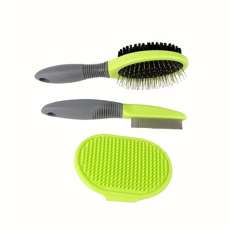 3 Piece Pet Grooming Kit Hair Remover Comb Dog Massage Rubber Comb