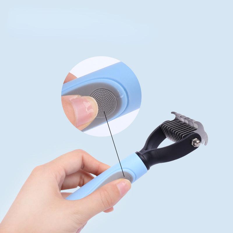 Double Sided Slicker Pet Hair Rake - Stainless Steel Dematting Dog Rake Comb