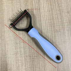 Double Sided Slicker Pet Hair Rake - Stainless Steel Dematting Dog Rake Comb
