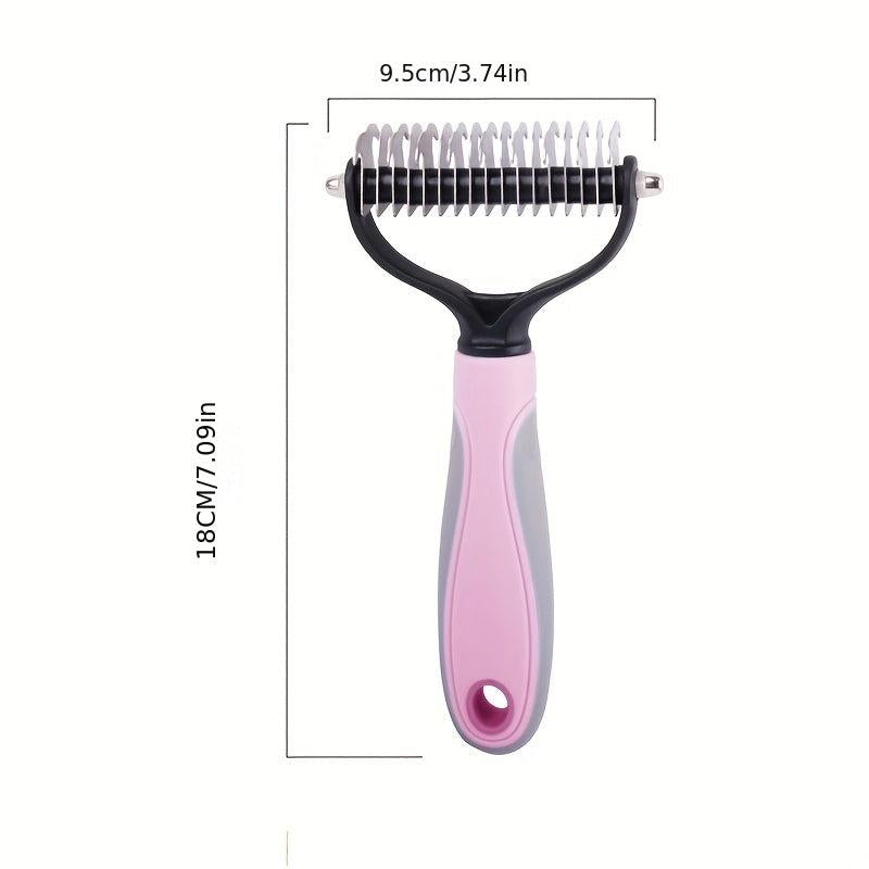 Double Sided Slicker Pet Hair Rake - Stainless Steel Dematting Dog Rake Comb