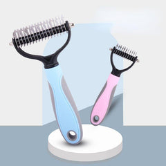 Double Sided Slicker Pet Hair Rake - Stainless Steel Dematting Dog Rake Comb