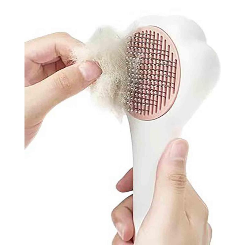 Paw Pet Massage Comb With Release Button For Shedding And Grooming