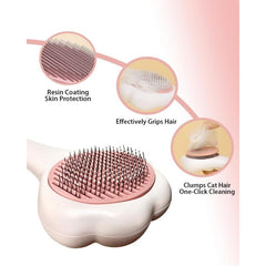 Paw Pet Massage Comb With Release Button For Shedding And Grooming