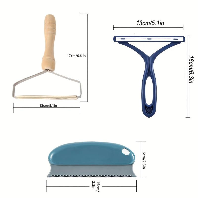 3pcs Pet Hair Remover Portable Fabric Fuzz Brush Set