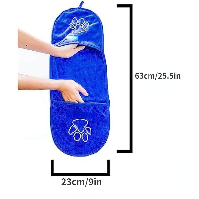 Microfiber Dog Towel With Hand Pockets Ultra Absorbent Pet Bath Towel