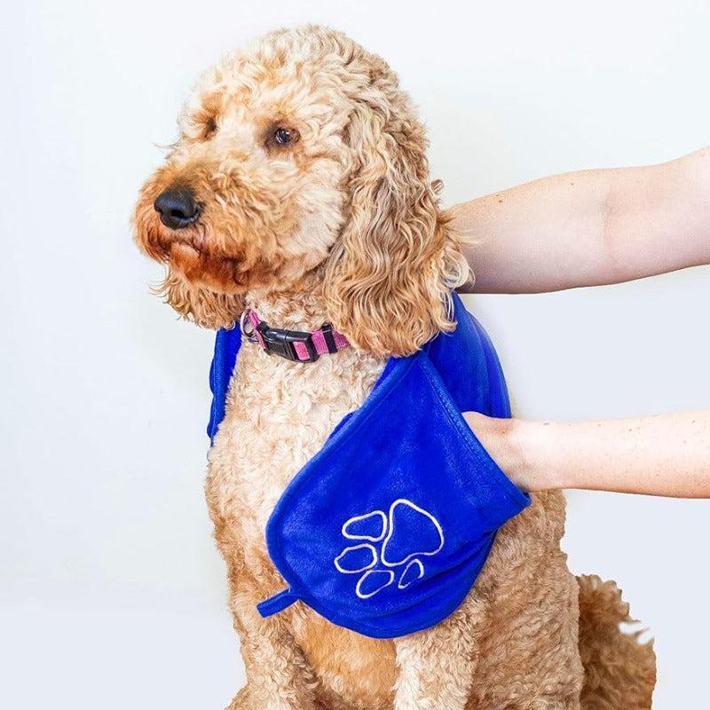 Microfiber Dog Towel With Hand Pockets Ultra Absorbent Pet Bath Towel