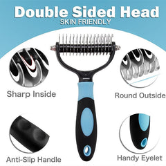 Double Sided Slicker Pet Brush Shedding Dematting Stainless Steel Dog Comb