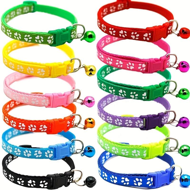 Stylish Paw Print Pet Collar for Cats & Small Dogs