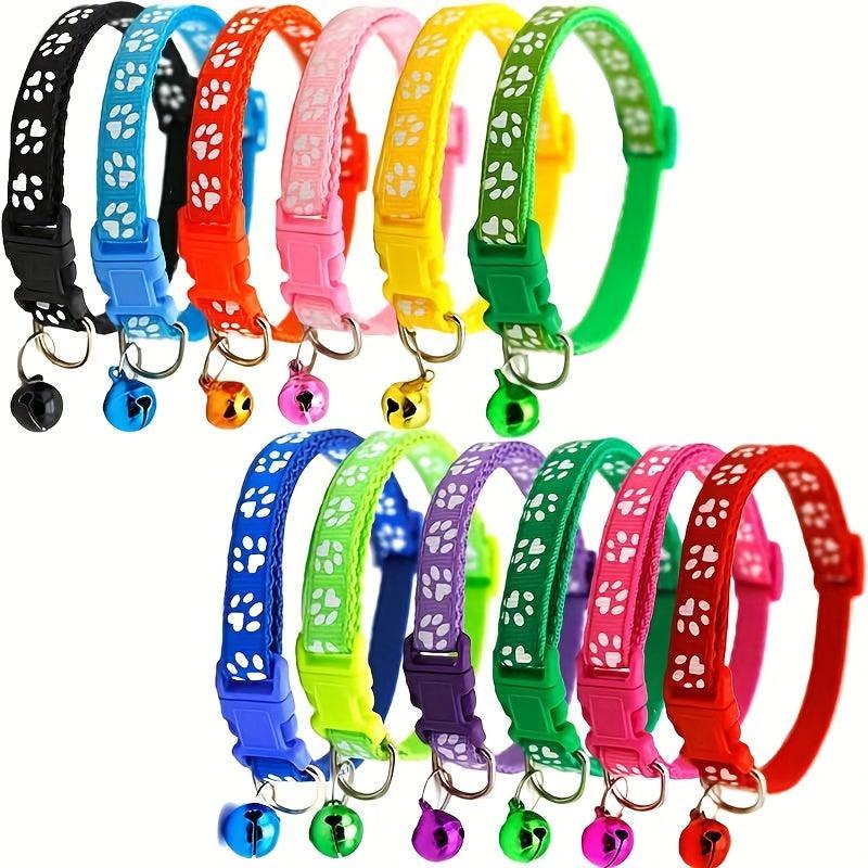 Stylish Paw Print Pet Collar for Cats & Small Dogs