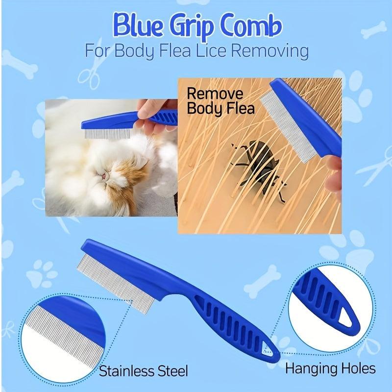 2pcs Pet Grooming Comb Kit Silicone Rubber Dog Bath Brush Comb