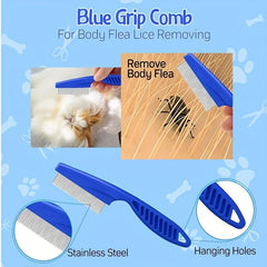 2pcs Pet Grooming Comb Kit Silicone Rubber Dog Bath Brush Comb