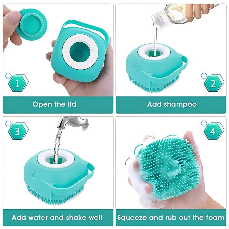 2pcs Pet Grooming Comb Kit Silicone Rubber Dog Bath Brush Comb