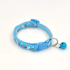 Adjustable Cat Collar with Bell Cat Faces Print