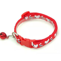 Adjustable Cat Collar with Bell Cat Faces Print