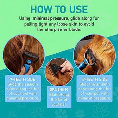 Double Sided Slicker Pet Brush For Shedding Dematting Stainless Steel Comb