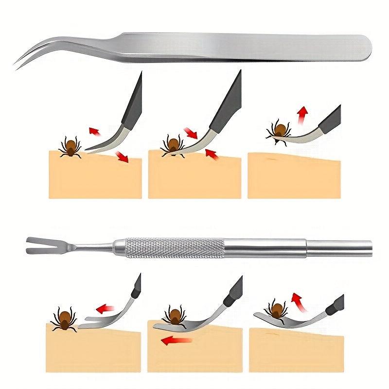 2pcs Tick Flea Remover Tool for Cats and Dogs Safe Tick Flea Removal