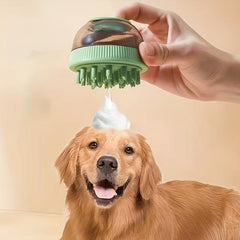 Pet Shampoo Brush Silicone Massage Rubber Bath Comb With Shampoo Storage