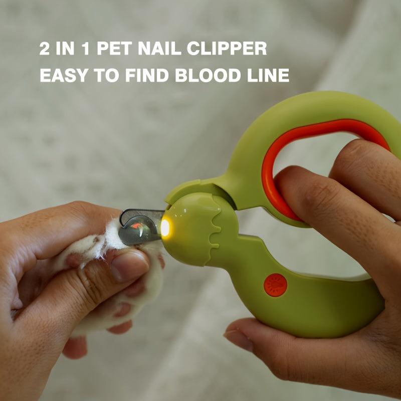 2-in-1 Pet Nail Clipper with LED Light for Dog & Cat Grooming