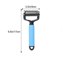 Double Sided Stainless Steel Hair Knot Rake Comb for Easy Dog Grooming