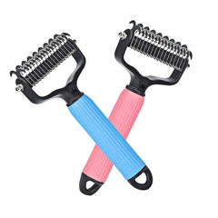 Double Sided Stainless Steel Hair Knot Rake Comb for Easy Dog Grooming