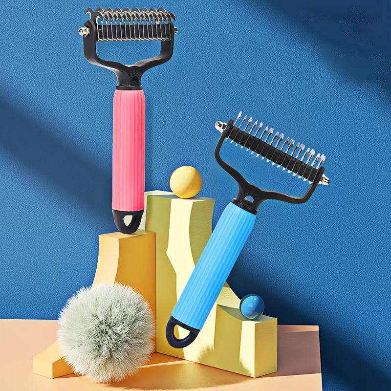 Double Sided Stainless Steel Hair Knot Rake Comb for Easy Dog Grooming