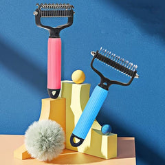 Double Sided Stainless Steel Hair Knot Rake Comb for Easy Dog Grooming